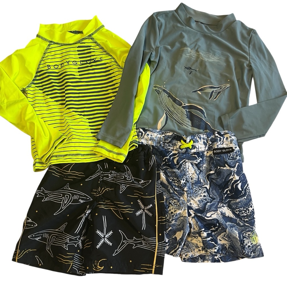 4T Kids Rashguard Set - Neon Yellow and Blue